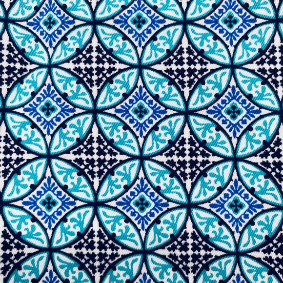 Talbots Blue White Geometric Skirt Women's Size 16 Summer Pockets Casual - Picture 2 of 8